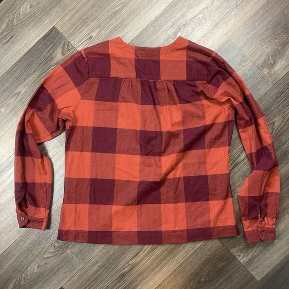 Orvis Blouse Button Shirt Red Plaid Super Soft Lightweight Women Size M - Picture 7 of 8